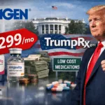 Representative image depicting Amgen’s discounted pricing for Aimovig and Amjevita under the TrumpRx.gov platform, reflecting a broader shift in U.S. drug cost strategy and policy alignment.