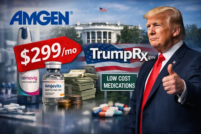 Amgen adds Aimovig and Amjevita to TrumpRx platform in latest move to defuse U.S. pricing pressure