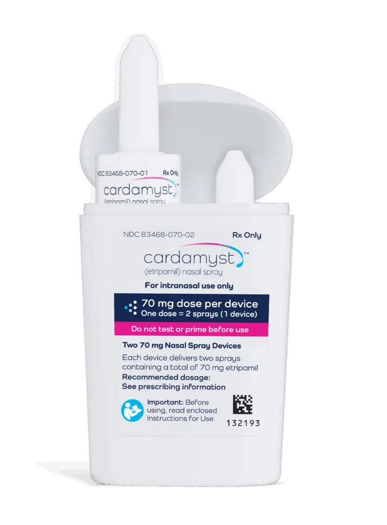 Milestone Pharmaceuticals’ CARDAMYST nasal spray approved by the FDA for rapid self-treatment of PSVT episodes in adults.