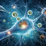 Representative image illustrating intracellular drug delivery into neurons, reflecting how Mercury Bio Inc. and Meta‑Flux are exploring AI‑guided large‑molecule therapies to target Parkinson’s disease and Alzheimer’s disease at the cellular level.