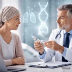 Representative image: An oncologist discusses subcutaneous lung cancer treatment with a patient. The recent FDA approval of RYBREVANT FASPRO for EGFR-mutated NSCLC highlights a shift toward faster, chemotherapy-free options.