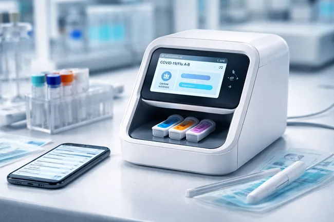 A representative image of a point-of-care PCR testing device designed for decentralized diagnostics, relevant to Co-Diagnostics' Co-Dx PCR platform and its newly granted Australian patent aimed at expanding global IP protection.