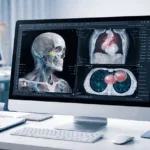 Representative image of a cloud-based medical imaging system displaying 3D diagnostic scans, reflecting advancements like FDA-cleared 3DICOM MD Cloud by Singular Health.