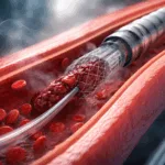 Representative image of a mechanical thrombectomy procedure, illustrating the type of advanced vascular intervention technologies that Boston Scientific aims to scale through its planned $14.5 billion acquisition of Penumbra.