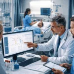 Representative image of ICU-based sepsis care and immune pathway monitoring, relevant to the EMBRACE clinical trial evaluating emapalumab in interferon-gamma-driven sepsis (IDS).