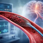 Representative image showing an endovascular thrombectomy procedure used in stroke care, reflecting growing clinical interest in distal and medium vessel occlusion treatment following recent trial data.