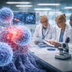 Representative image of scientists evaluating next-generation Claudin-6-targeted cell therapy research as OverT Bio advances OVT-101 toward ovarian cancer clinical development.