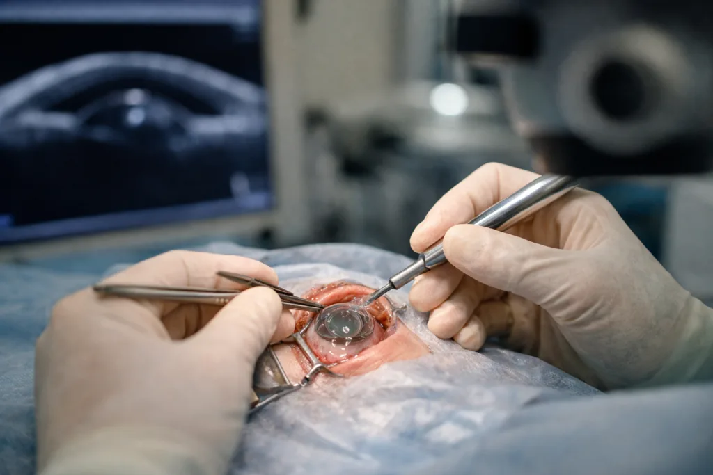 Representative image of cataract surgery with an intraocular lens, used to illustrate Johnson & Johnson’s TECNIS PureSee data at ASCRS 2026 and the shifting premium IOL market.