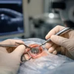 Representative image of cataract surgery with an intraocular lens, used to illustrate Johnson & Johnson’s TECNIS PureSee data at ASCRS 2026 and the shifting premium IOL market.