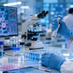 Representative image of a scientist in a cancer research laboratory, illustrating Onchilles Pharma’s AACR 2026 preclinical update on the NEU-002 systemic solid tumor therapy program.