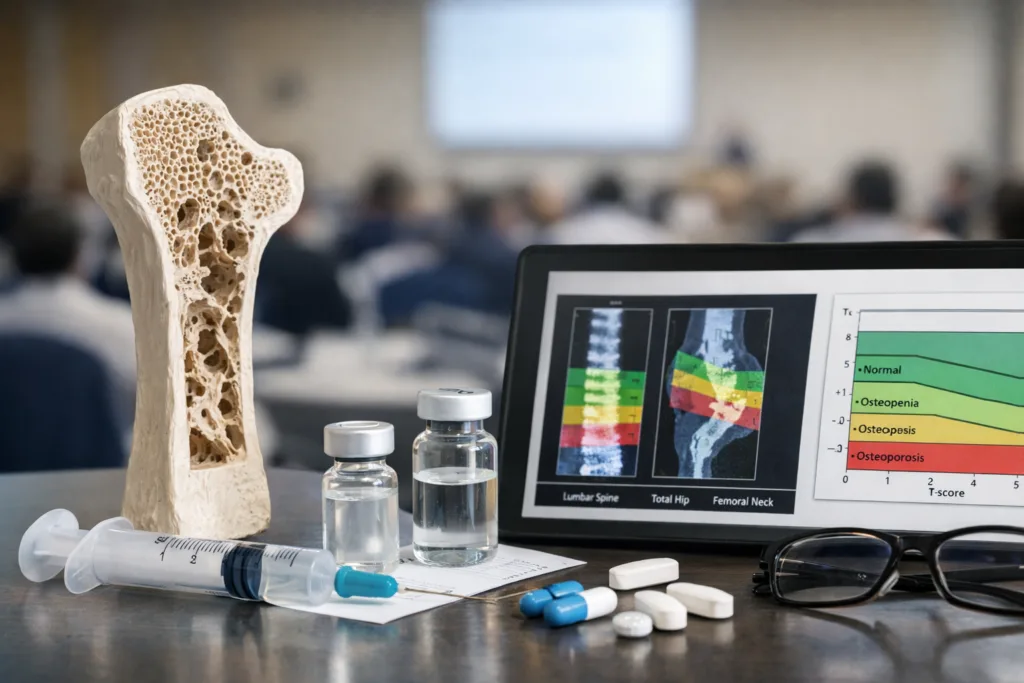 Representative image of osteoporosis research and denosumab biosimilar treatment, as Samsung Bioepis presents new SB16 subgroup efficacy data at WCO-IOF-ESCEO 2026.