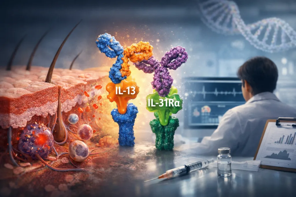 Representative image of an atopic dermatitis drug development concept, illustrating how Zai Lab’s ZL-1503 is being positioned to target itch and inflammation pathways in early-stage immunology research.