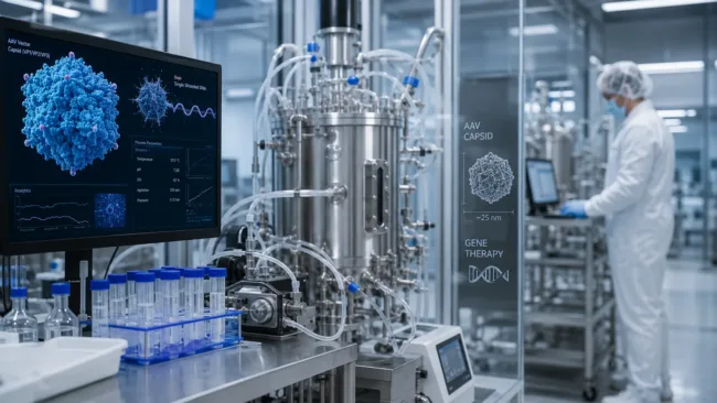 Representative image: Advanced AAV gene therapy manufacturing platforms such as AAVnerGene’s AAVone 2.1 are drawing attention as biotech developers look to improve vector productivity, full-capsid yield, and scalable production economics.