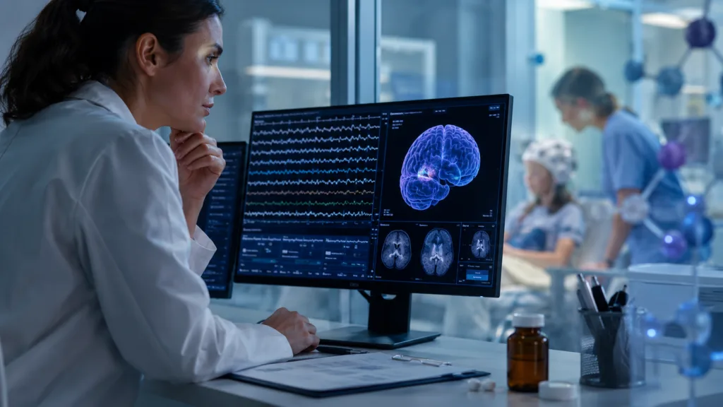 Representative image: A pediatric neurology research setting highlights the clinical and regulatory stakes behind Actio Biosciences’ KYRON trial of ABS-1230 for KCNT1-related epilepsy, as precision medicine developers seek new treatment pathways for ultra-rare genetic seizure disorders.