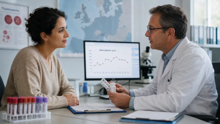 Representative image: A haematology consultation illustrates how PYRUKYND’s European Union approval for adults with thalassaemia could shift attention toward oral rare blood disease treatments, patient access and reimbursement across Europe. Could Agios and Avanzanite turn PYRUKYND into Europe’s next rare blood disease launch test?