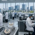 Representative image: A high-tech dental manufacturing lab with a modern Hyderabad IT corridor backdrop reflects Align Technology’s planned India facility, as the Invisalign maker expands its Asia-Pacific production footprint and digital dentistry capabilities.