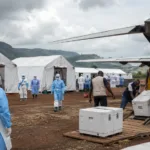 Representative image of an emergency Ebola treatment center and medical relief supplies being deployed in Central Africa, highlighting how field hospitals, protective equipment and outbreak-response logistics could strengthen Ebola containment in the Democratic Republic of the Congo.