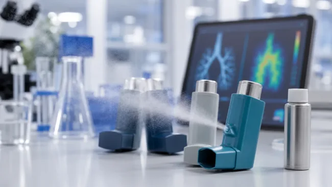 Representative image: Aptar Pharma’s FDA-funded research into next-generation propellants highlights the scientific complexity behind greener metered-dose inhalers, where aerosol performance, device design and bioequivalence testing could shape the future of respiratory drug delivery.