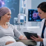 Representative image: A cancer patient receives infusion-based oncology care in a modern clinic, reflecting Datroway’s FDA approval as a new first-line treatment option for metastatic triple-negative breast cancer patients who are not eligible for immunotherapy.
