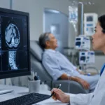 Representative image of a cancer care specialist reviewing gastroesophageal scan data as BeOne Medicines’ HER2-positive gastroesophageal cancer results draw attention after ASCO 2026.