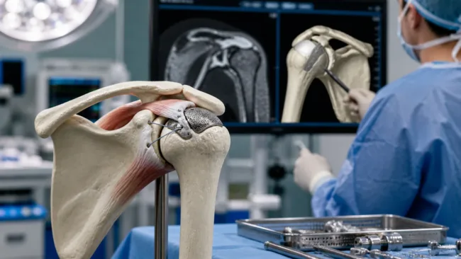 Representative image of an orthopedic shoulder implant concept, highlighting how Capitan Orthopedics’ SupraSpacer could address the treatment gap for irreparable rotator cuff tears after receiving FDA Breakthrough Device Designation.
