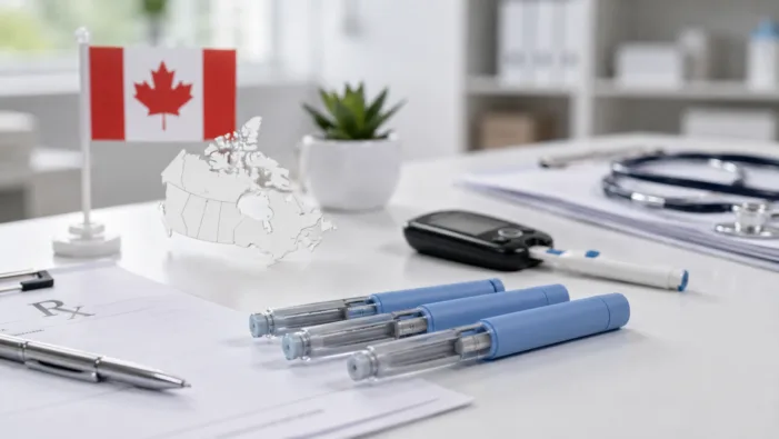 Representative image: Generic semaglutide injection pens on a clinical desk with Canadian healthcare cues, reflecting Dr. Reddy’s Laboratories’ launch of generic semaglutide injection in Canada and the growing focus on GLP-1 access for type 2 diabetes treatment. Dr. Reddy’s moves first in Canada’s generic semaglutide market. Can access improve?