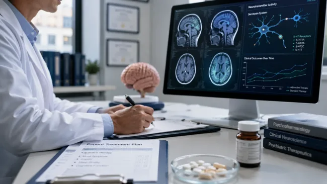 Representative image showing neuroscience-based psychiatric treatment research as Evecxia Therapeutics builds the case for EVX-101 as a potential adjunctive therapy for patients with depression, obsessive-compulsive disorder and inadequate SSRI response.