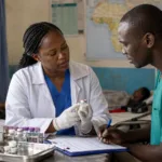 Representative image: Healthcare workers review treatment supplies in a regional clinic as Gilead Sciences and the World Health Organization renew efforts to expand AmBisome access and strengthen visceral leishmaniasis elimination programmes.