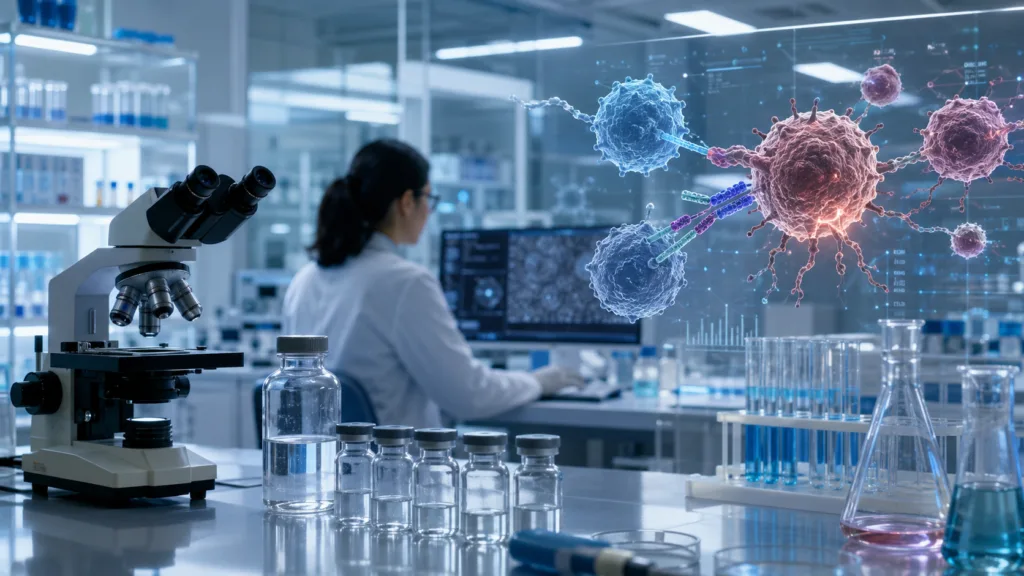 Representative image: Harbour BioMed’s FDA-cleared HBM7004 IND highlights the growing race to develop B7-H4xCD3 bispecific antibodies for advanced solid tumors, as biotech firms test whether next-generation immunotherapies can improve cancer treatment options beyond conventional approaches.