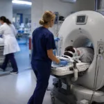 Representative image: Emergency clinicians use bedside MRI technology in a hospital imaging setting, highlighting how Hyperfine’s PRIME study could reshape portable brain imaging, reduce time to neuroimaging, and ease emergency department workflow delays.