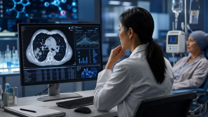 Representative image of a lung cancer treatment setting, as OptiTROP-Lung05 data put sacituzumab tirumotecan at the centre of the first-line NSCLC immunotherapy debate. Can TROP2 ADCs reshape first-line NSCLC after Kelun-Biotech’s OptiTROP-Lung05 win?