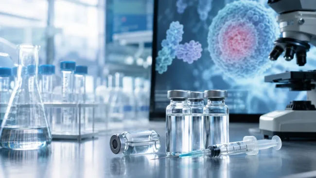 Representative image of next-generation vaccine research, showing how AAHI’s SLA-SE adjuvant technology is gaining attention through Eli Lilly and Company’s acquisition of Curevo Vaccine and its shingles vaccine candidate amezosvatein.