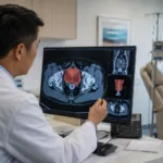 Representative image: A clinician reviews bladder cancer imaging in a modern oncology setting, reflecting Merck’s KEYTRUDA plus Padcev EU regulatory milestone for cisplatin-ineligible muscle-invasive bladder cancer patients.