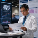 Representative image of a hepatology researcher reviewing rare liver disease clinical data, reflecting Mirum Pharmaceuticals’ EASL 2026 updates on volixibat, brelovitug and maralixibat across PSC, HDV and PFIC programs.
