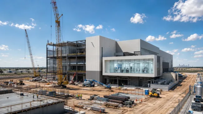 Representative image: A modern radioligand therapy manufacturing centre under construction in Texas, highlighting Novartis AG’s investment in U.S. oncology infrastructure and the growing race to scale precision cancer treatment supply chains.