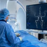Representative image of an advanced neurovascular stroke procedure, illustrating how Rapid Medical’s TIGERTRIEVER 13 DISTALS trial data could support wider interest in small-vessel thrombectomy for distal and medium vessel occlusion stroke.