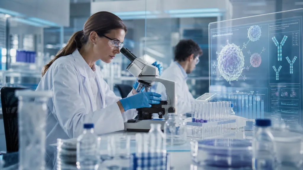 Representative image of advanced autoimmune drug research, reflecting UCB’s proposed acquisition of Candid Therapeutics and the rising focus on T-cell engager therapies.