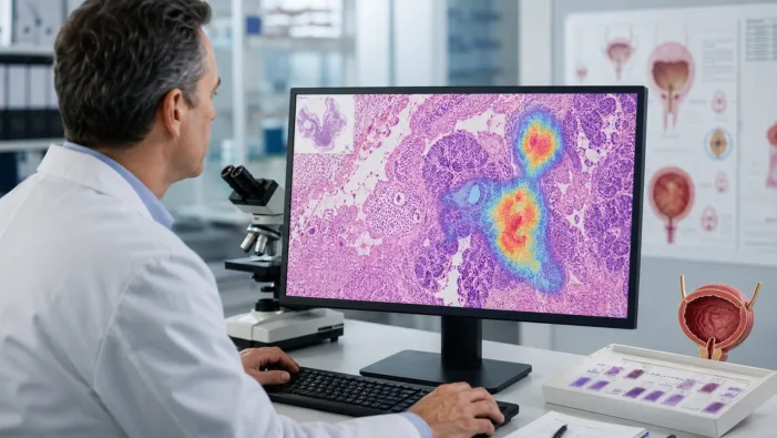Representative image: AI-powered digital pathology analysis for bladder cancer risk testing, highlighting how Valar Labs’ Vesta Bladder Risk Stratify Dx could support more precise non-muscle invasive bladder cancer prognosis after receiving FDA Breakthrough Device Designation. Valar Labs FDA breakthrough nod signals new test for AI-led bladder cancer risk prediction