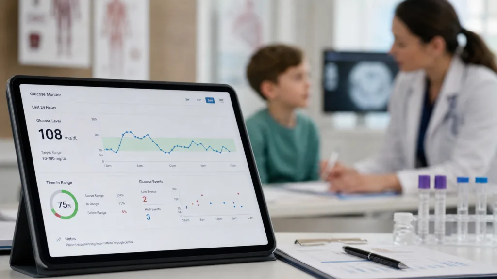 Representative image: Continuous glucose monitoring data in a clinical setting highlights the regulatory and clinical questions surrounding Rezolute’s ersodetug data for congenital hyperinsulinism after the Phase 3 sunRIZE study.