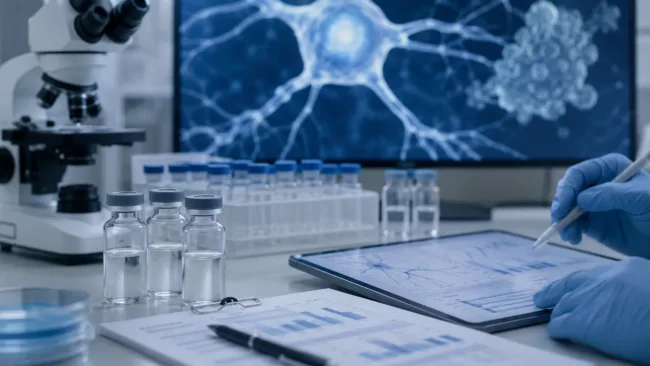 Representative image: Laboratory research into AP-101 highlights AL-S Pharma’s effort to target misfolded SOD1 and advance a potential new treatment approach for amyotrophic lateral sclerosis.