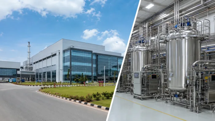 Representative image of a modern biologics manufacturing facility. Aurobindo Pharma’s TheraNym Biologics launch highlights India’s push into high-capacity CDMO infrastructure, advanced bioreactor manufacturing, and global biologics outsourcing. Aurobindo Pharma launches TheraNym as MSD anchor deal strengthens biologics CDMO push