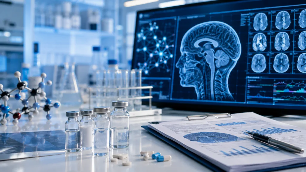Representative image of CNS drug development and neuroscience research, highlighting Enveric Biosciences’ EB-003 push toward clinical-stage neuroplastogen testing.