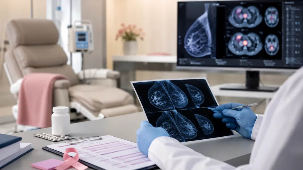 Representative image: Pfizer’s Ibrance approval introduces a new frontline maintenance option for HR-positive, HER2-positive metastatic breast cancer following induction therapy.