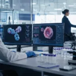 Representative image of oncology researchers reviewing molecular data in a biotechnology lab, reflecting Johnson & Johnson’s Firefly Bio deal and the race to advance degrader antibody conjugates for hard-to-treat solid tumors.