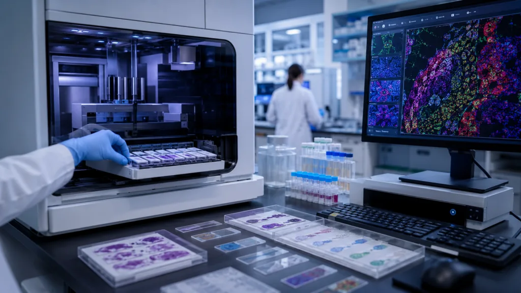Representative image: Automated multiplex tissue staining and digital pathology analysis illustrate how Molecular Instruments’ HCR Gold IF workflow on the BOND RX could expand same-species antibody research and spatial biology applications.
