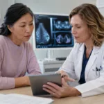 Representative image of an oncology consultation, illustrating how Roche and Genentech’s giredestrant FDA priority review could reshape endocrine therapy decisions in early-stage breast cancer.