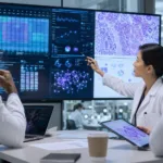Representative image of an AI-enabled precision oncology research meeting, illustrating how SOPHiA GENETICS and Memorial Sloan Kettering Cancer Center could turn cancer data into a precision medicine engine.