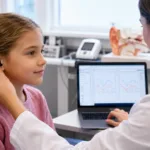 Representative image: A paediatric audiology assessment highlights the clinical focus behind Sensorion’s SENS-601 gene therapy program for GJB2-related hearing loss.