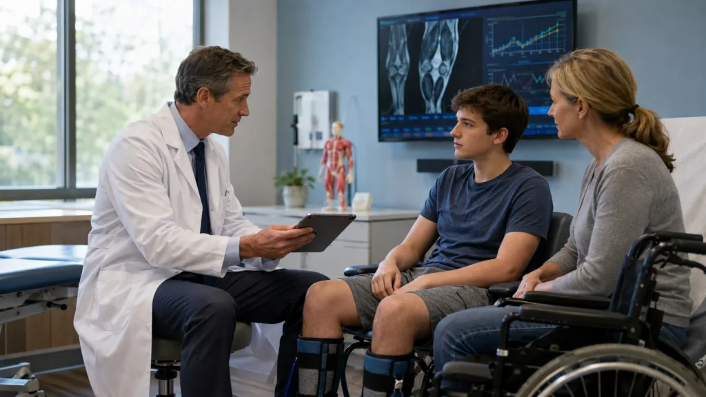 Representative image of a neuromuscular clinic consultation, reflecting Servier’s acquisition of Edgewise Therapeutics’ sevasemten programme and the growing race to develop oral therapies for Becker and Duchenne muscular dystrophy.