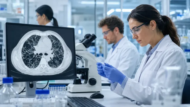 Representative image of pulmonary fibrosis drug discovery research, as Simcere Pharmaceutical Group Limited and Stanford Medicine collaborate on early-stage therapies for idiopathic pulmonary fibrosis.